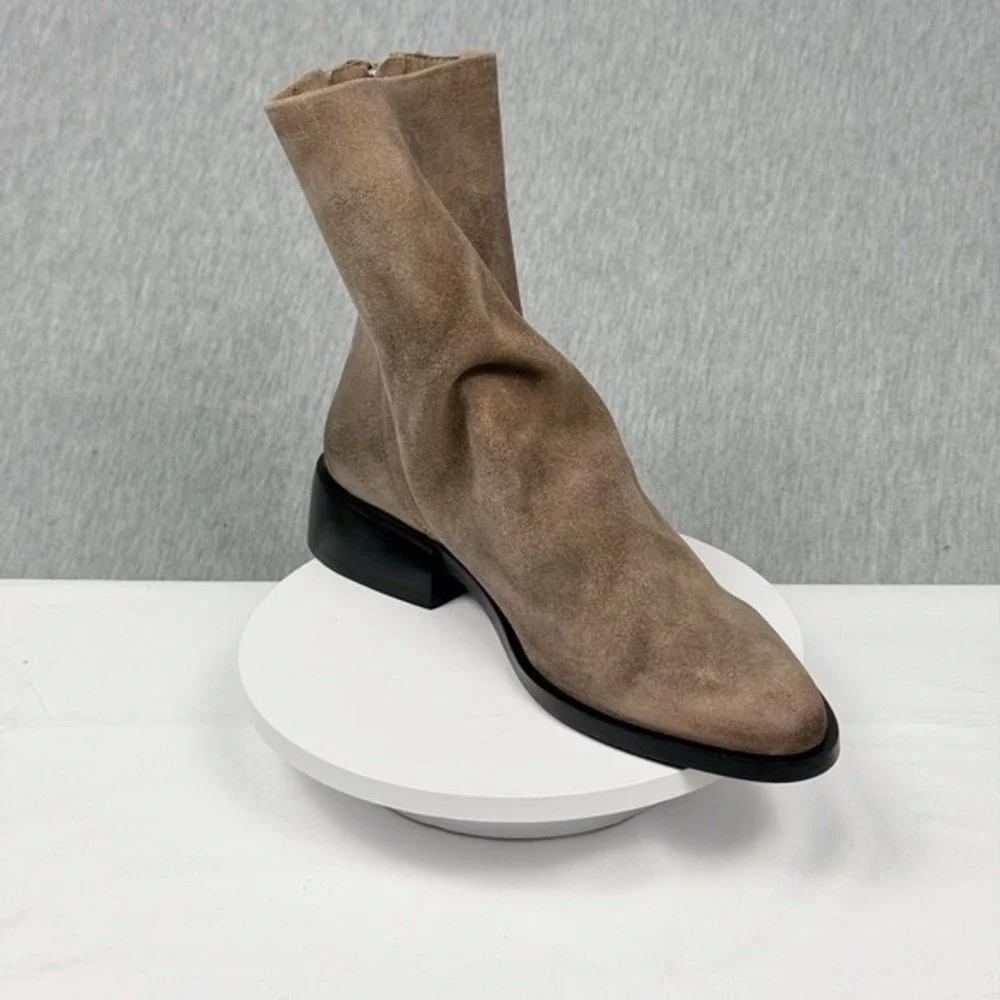 Steve Madden Nexie Slouch Bootie Taupe‎ Suede Pointed Toe Ankle Boots Size 9
